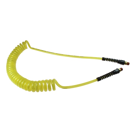 Coilhose Pneumatics Flexeel Coil 1/4IDx15 ft 1/4 MPT Swivel Transparent YellowPUE14-15B-TY PUE14-15B-TY